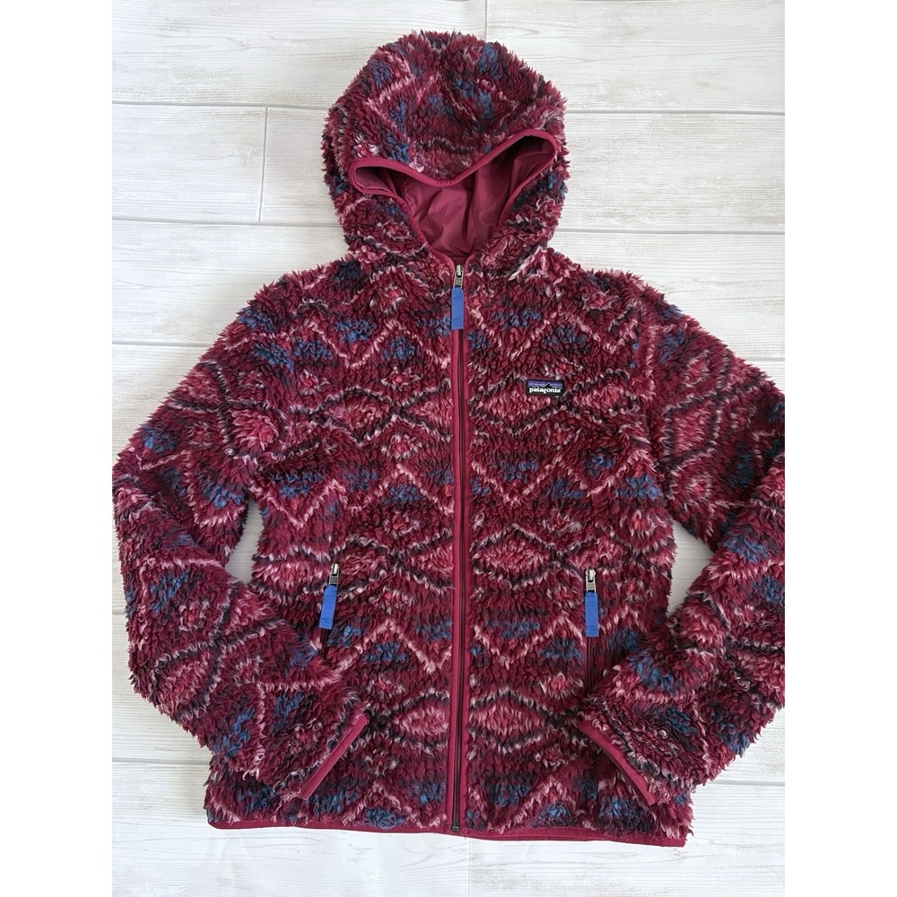 Patagonia Retro X Deep Pile Fleece Red Zip Up Hoodie Jacket Women's M